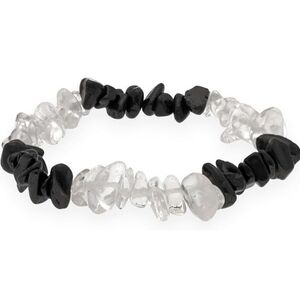 Black Tourmaline & Crystal Chip Stretch Bracelet